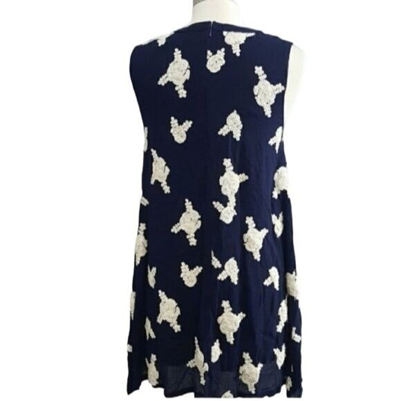 Honey Belle Navy Sleeveless Boho‎ Tunic Floral Embroidery Womens Size Small - Picture 4 of 9